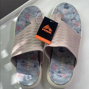 RBX Pink Sandals with Textured Strap and Marbled Footbed